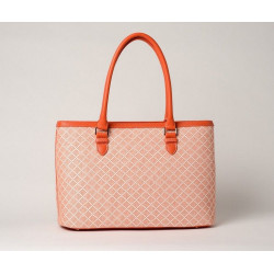 LAURENE FANTASIA, sac cabas à motif losange corail