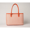 LAURENE FANTASIA, sac cabas à motif losange corail