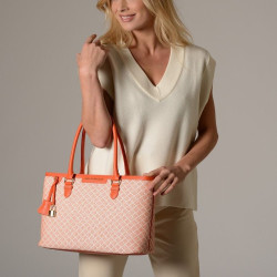 LAURENE FANTASIA, sac cabas à motif losange corail