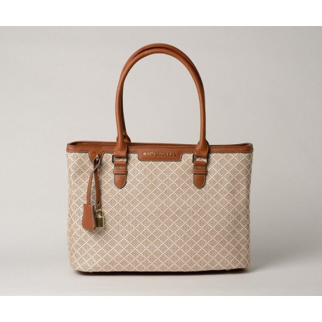LAURENE FANTASIA, sac cabas à motif losange châtain