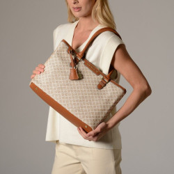 LAURENE FANTASIA, sac cabas à motif losange châtain