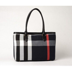 LAURENE FANTASIA, sac cabas à motif tartan noir et blanc