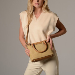 LAURENE FANTASIA, petit sac cabas beige foncé