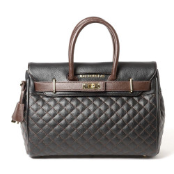 PYLA LOSANGE, petit sac à main noir chocolat mat