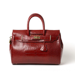 PYLA ROMY, petit sac à main cuir façon croco carmin