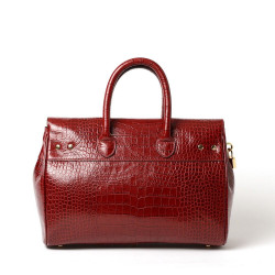 PYLA ROMY, petit sac à main cuir façon croco carmin