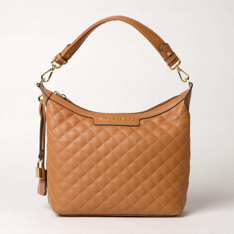 NAHAN LOSANGE, sac porté épaule camel mat