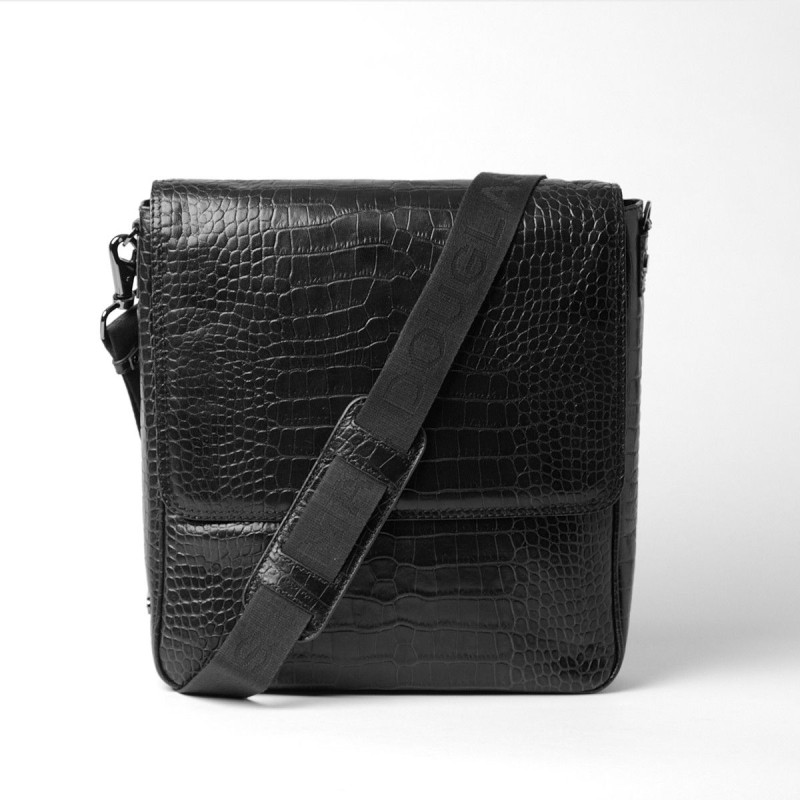 Esteban Hary, besace cuir façon croco noir Esteban Hary, besace cuir façon croco noir