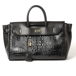 Pyla Meryl grand sac à main Noir façon croco