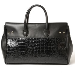 Pyla Meryl grand sac à main Noir façon croco