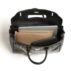Pyla Meryl grand sac à main Noir façon croco