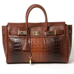 Pyla Meryl grand sac à main façon croco moka