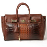 Pyla Meryl grand sac à main façon croco moka