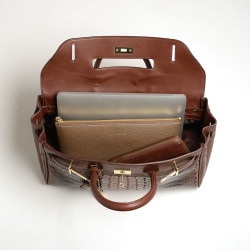 Pyla Meryl grand sac à main façon croco moka