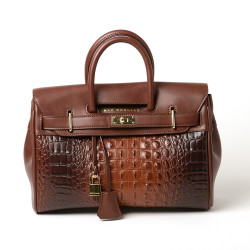 Pyla Meryl petit sac à main façon croco moka