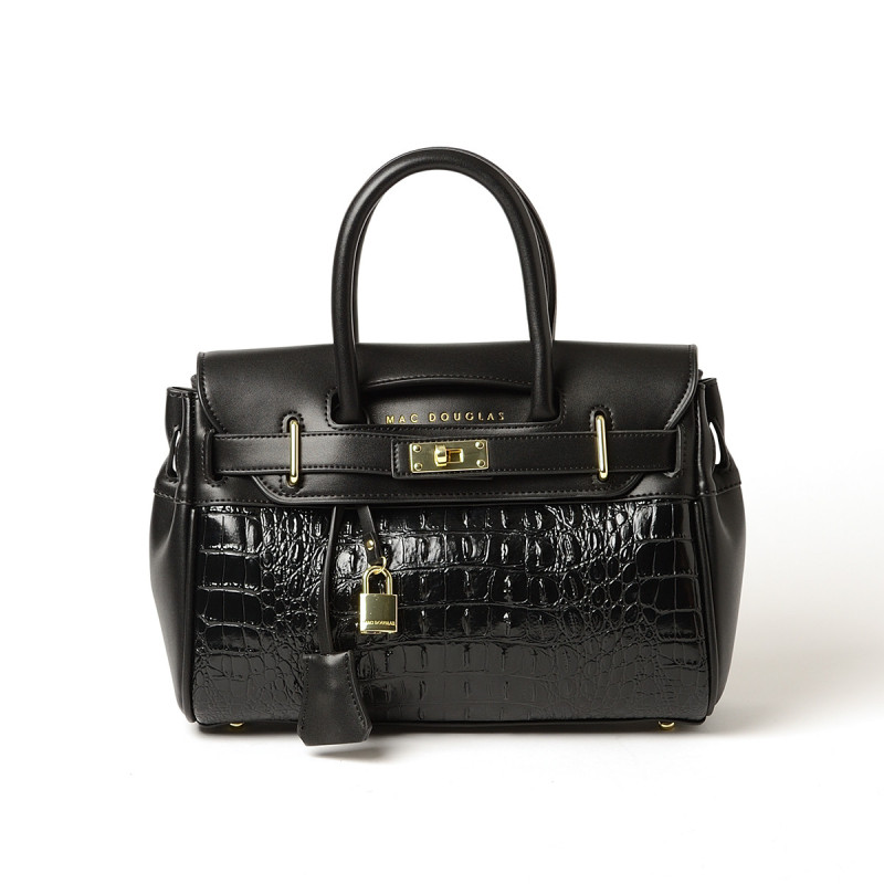 PYLA MERYL, mini sac à main façon croco noir PYLA MERYL, mini sac à main façon croco noir