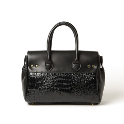 PYLA MERYL, mini sac à main façon croco noir