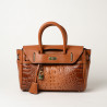 PYLA MERYL, mini sac à main façon croco châtain