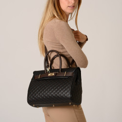 PYLA LOSANGE, petit sac à main noir chocolat mat
