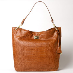 KENTUCKY ROMY, sac porté épaule cuir façon croco châtain