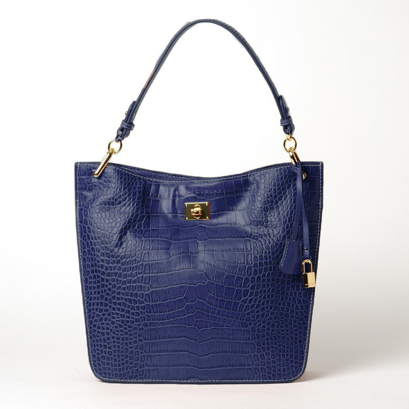 Kentucky Romy, petit sac porté épaule cuir façon croco marine Kentucky Romy, petit sac porté épaule cuir façon croco marine