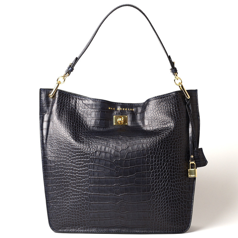 KENTUCKY ROMY, sac porté épaule cuir façon croco navy KENTUCKY ROMY, sac porté épaule cuir façon croco navy