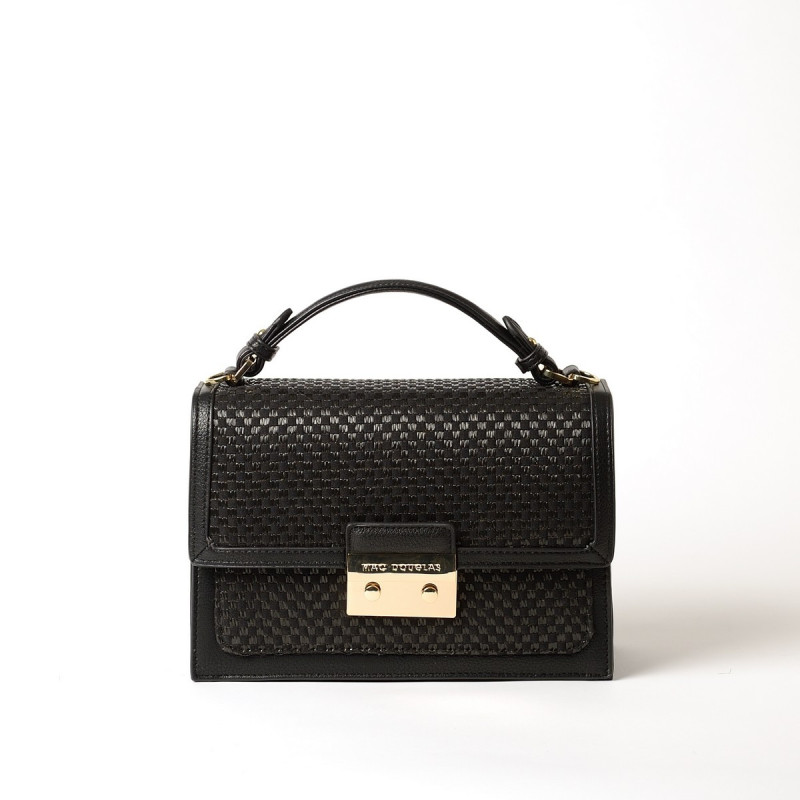 JOYAU FANTASIA, sac cartable en toile tressée noire