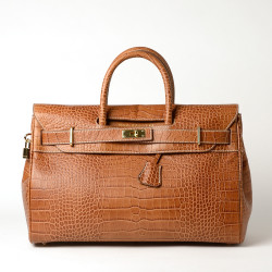 PYLA ROMY,  grand sac à main cuir façon croco noix