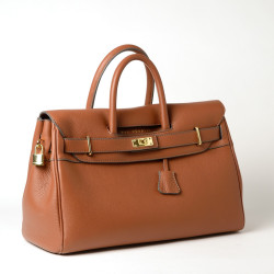PYLA ROMY,  grand sac à main cuir cognac