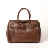 PYLA ROMY, petit sac à main cuir façon croco marron