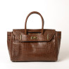 PYLA ROMY, petit sac à main cuir façon croco marron
