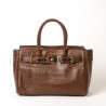 PYLA ROMY, petit sac à main cuir façon croco marron