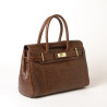 PYLA ROMY, petit sac à main cuir façon croco marron