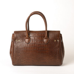 PYLA ROMY, petit sac à main cuir façon croco marron