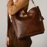 KENTUCKY ROMY, grand sac porté épaule cuir façon croco marron