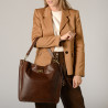 KENTUCKY ROMY, grand sac porté épaule cuir façon croco marron