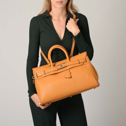 PYLA ROMY,  grand sac à main cuir safran