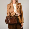 PYLA ROMY, petit sac à main cuir façon croco marron