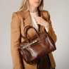 PYLA ROMY, petit sac à main cuir façon croco marron