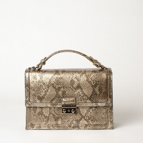 JOYAU BRYAN, sac cartable à motif python mordoré