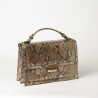 JOYAU BRYAN, sac cartable à motif python mordoré