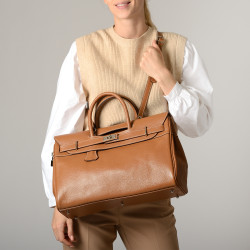 Pyla MAGDA, grand sac à main cuir châtain