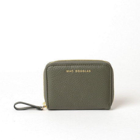 Vœu ROMY, portefeuille zippé cuir vert