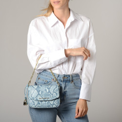 Kiribati BRYAN, petit sac à main motif python bicolore bleu