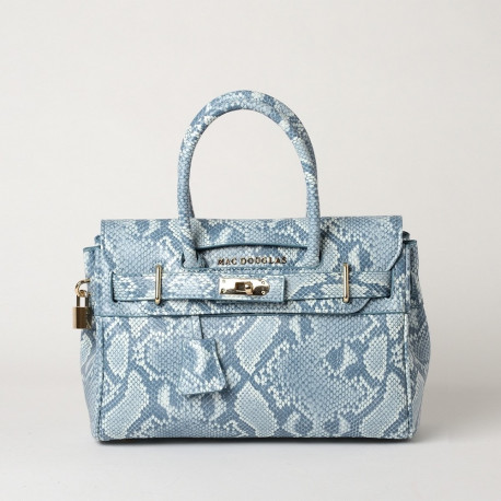 Pyla BRYAN, petit sac à main motif python bicolore bleu