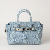 Pyla BRYAN, petit sac à main motif python bicolore bleu