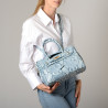 Pyla BRYAN, petit sac à main motif python bicolore bleu