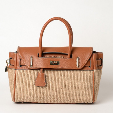 Pyla FANTASIA, petit sac à main tressé liège/châtain