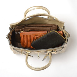 Pyla LOSANGE, petit sac à main or platine mat
