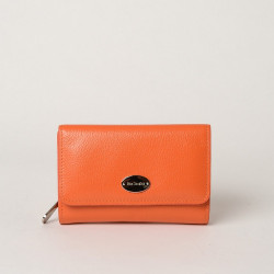 Tao BUNI, portefeuille cuir mandarine